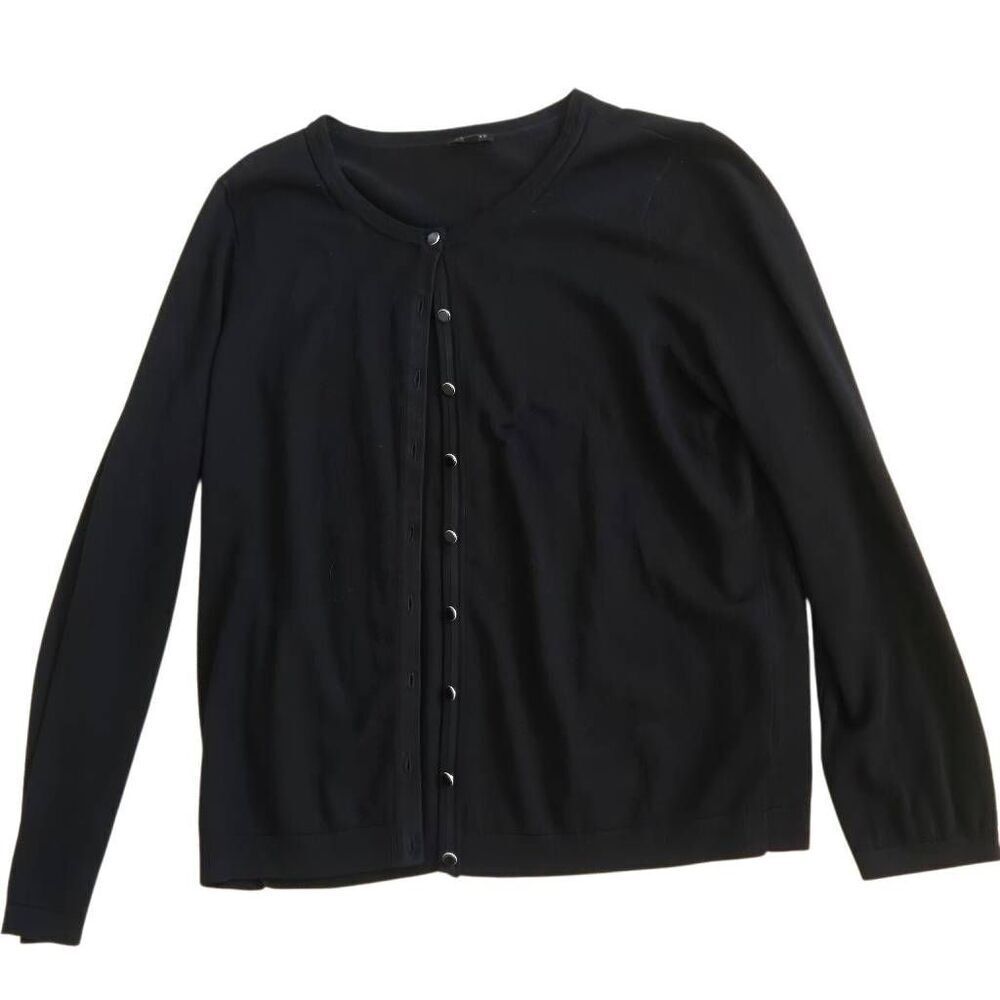 Talbots Womens Charming Button Front Knit Cardigan Sweater Black Size XL Petite